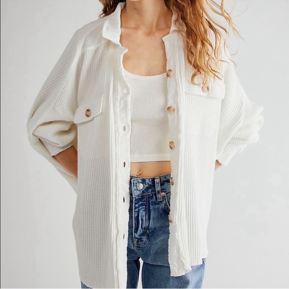 Free People One Scout Oversized Jacket White Size M - Picture 2 of 13